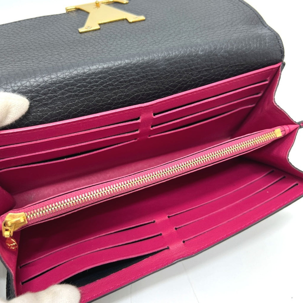 Louis Vuitton Black Noir Leather Long Wallet