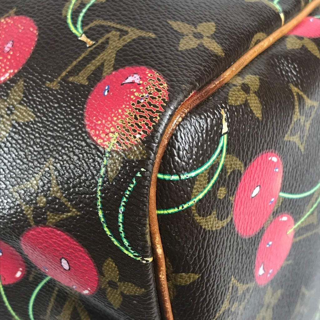 Louis Vuitton Brown Monogram Cherry Red Color Monogram Boston Bag