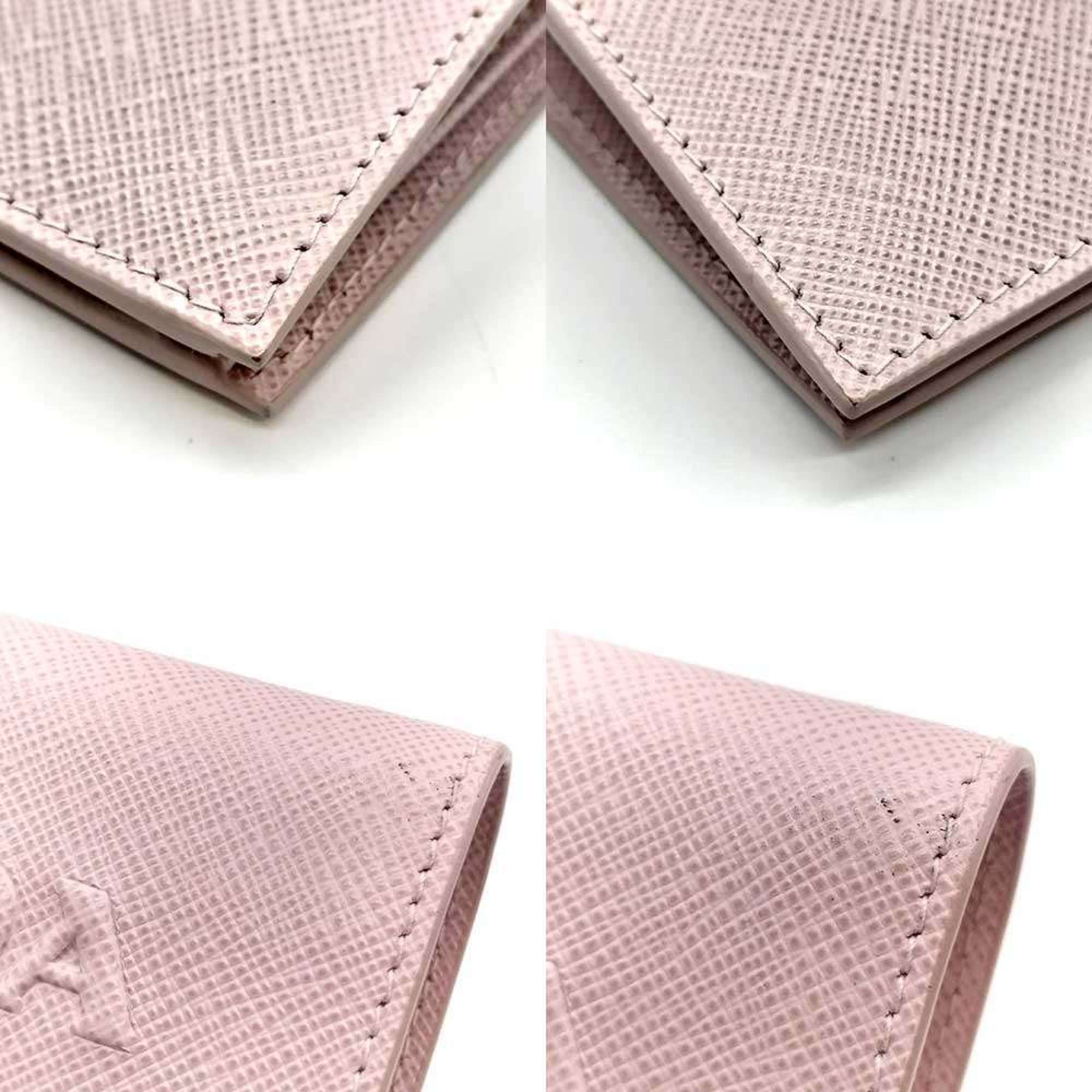 Prada Saffiano Pink Embossed Wallet (Bi-Fold)