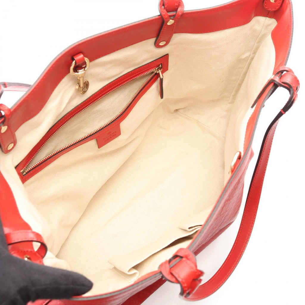 Gucci Red Color Leather Handbag Tote Bag (Pre-Owned)