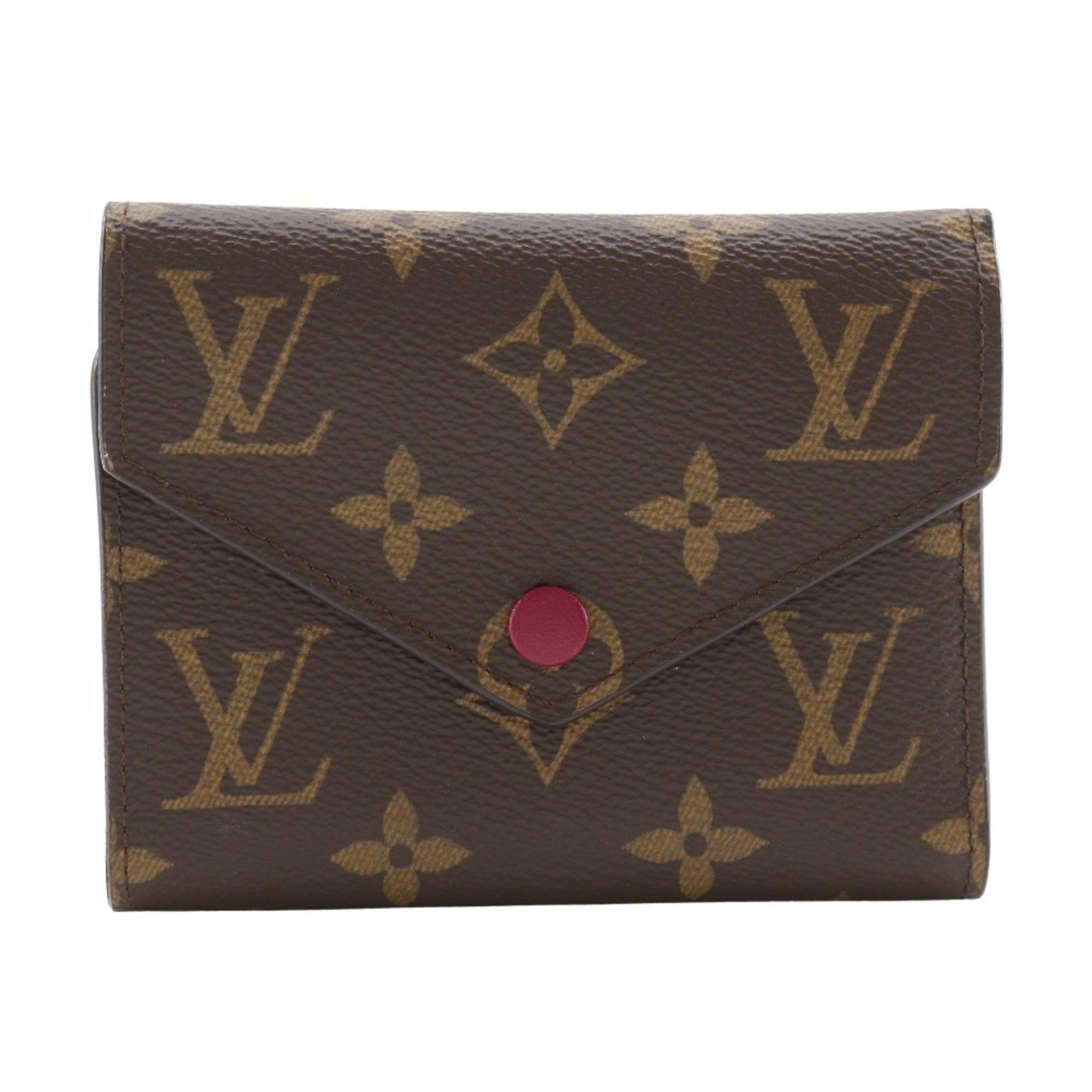 Louis Vuitton Brown Fuchsia Monogram Canvas Wallet (Tri-Fold)