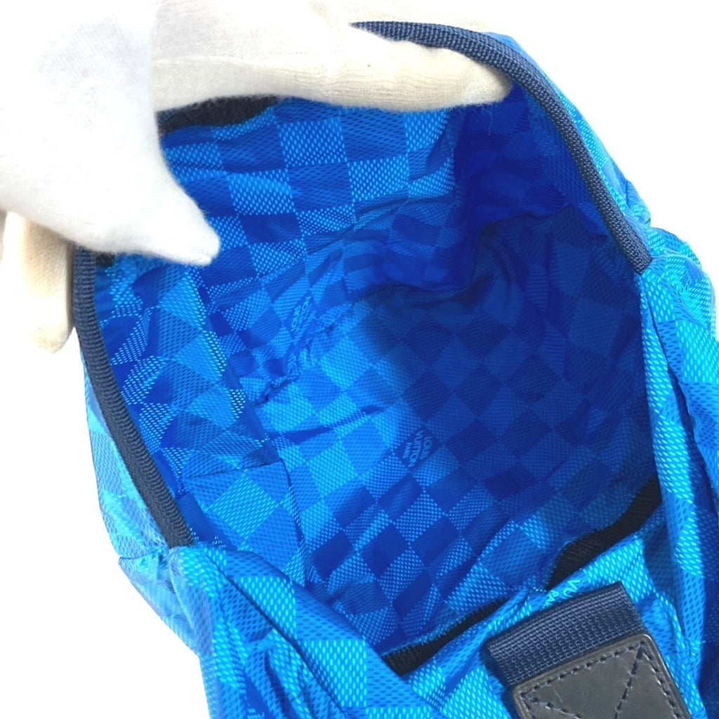 Louis Vuitton Black Blue Leather Nylon Boston Bag Shoulder Bag