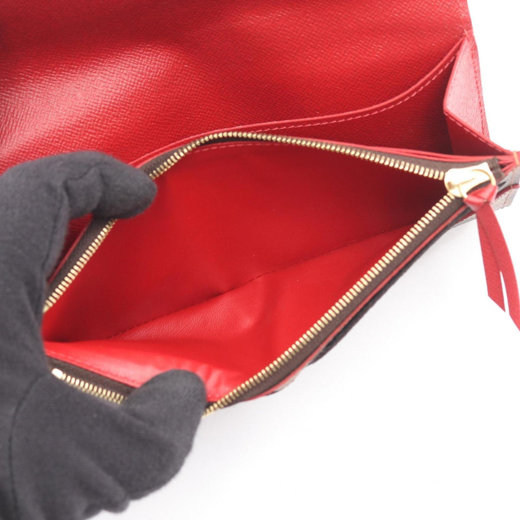 Louis Vuitton Brown Cerise Ebene Red Color Damier Canvas Leather Pvc Long Wallet