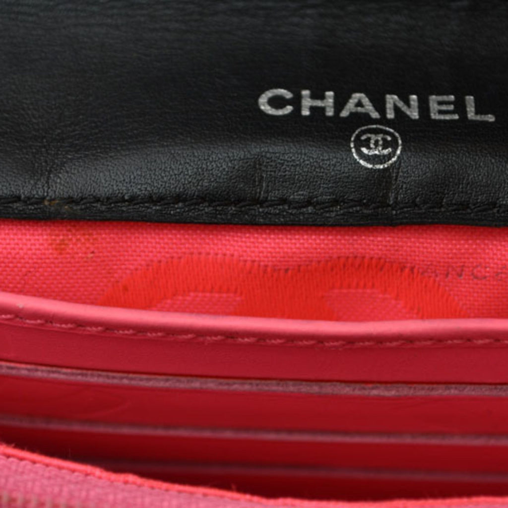 Chanel Black Pink Leather Wallet (Bi-Fold)