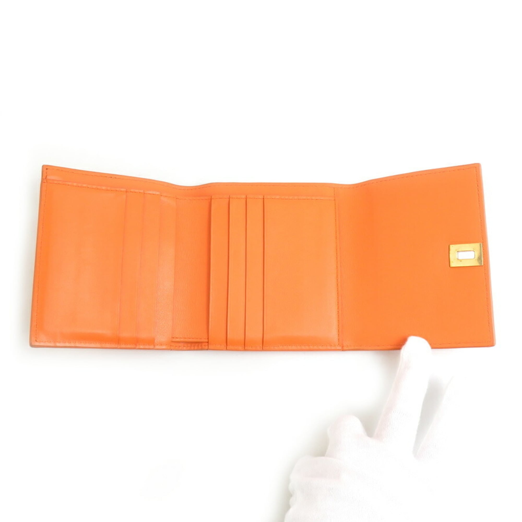 Bottega Veneta Orange Leather Wallet (Tri-Fold)