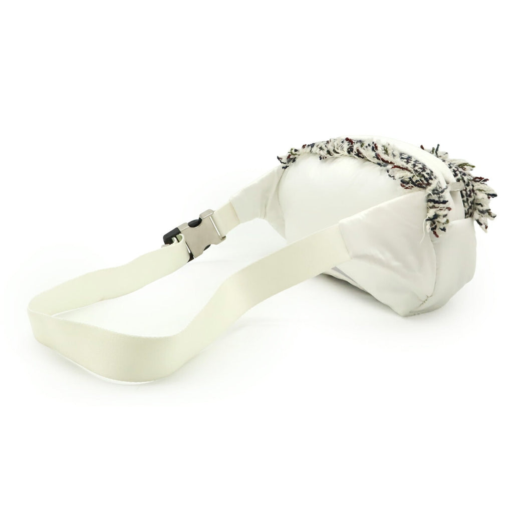 Chanel Gray White Nylon Tweed Pouch Sling Bag