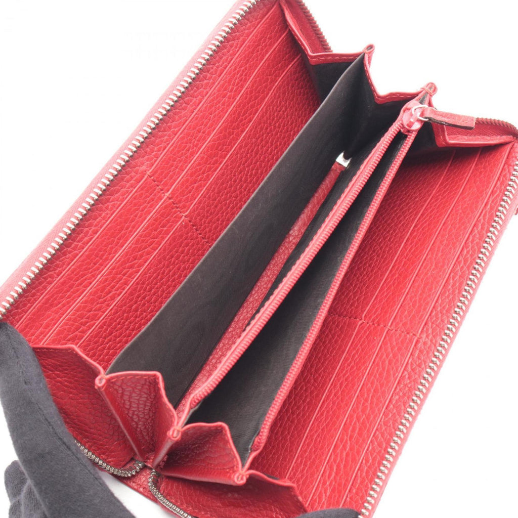 Gucci Red Color Leather Long Wallet (Bi-Fold) (Pre-Owned)