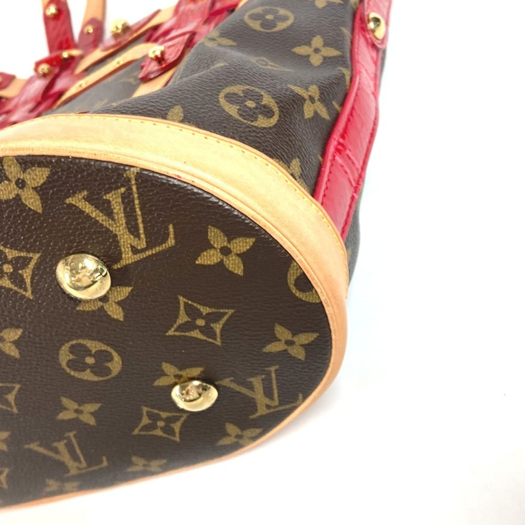 Louis Vuitton Brown Red Color Monogram Patent Leather Shoulder Bag Tote Bag