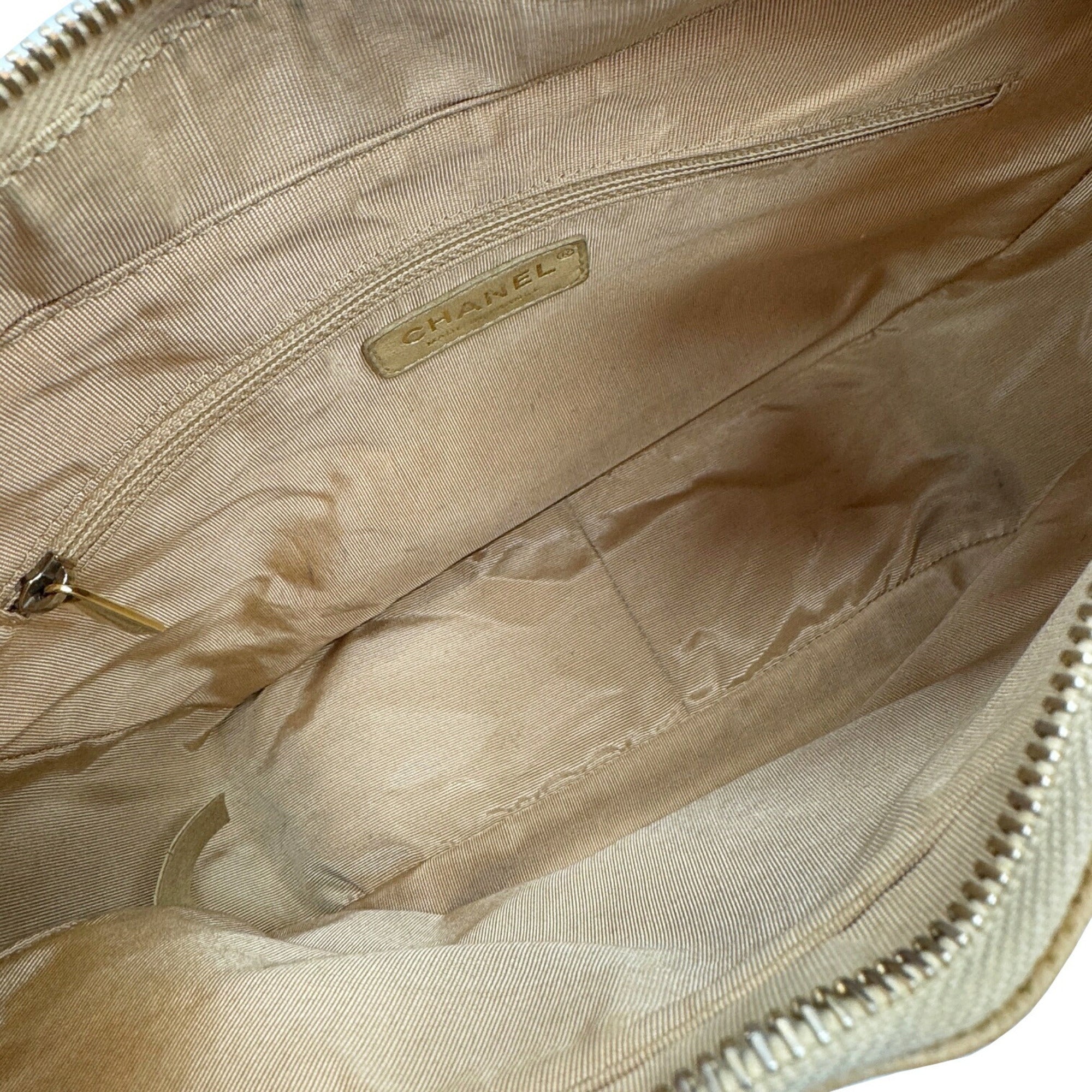 Chanel Beige Grained Calfskin Shoulder Bag
