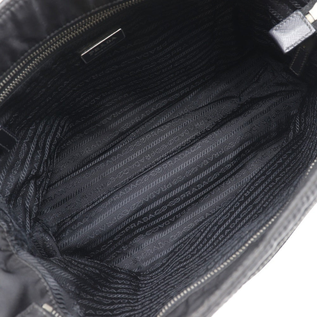 Prada Black Nero Nylon Leather Tote Bag