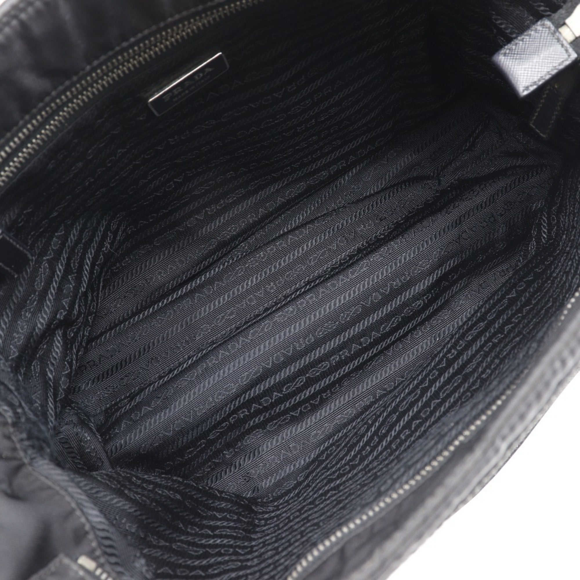 Prada Black Nero Nylon Leather Tote Bag