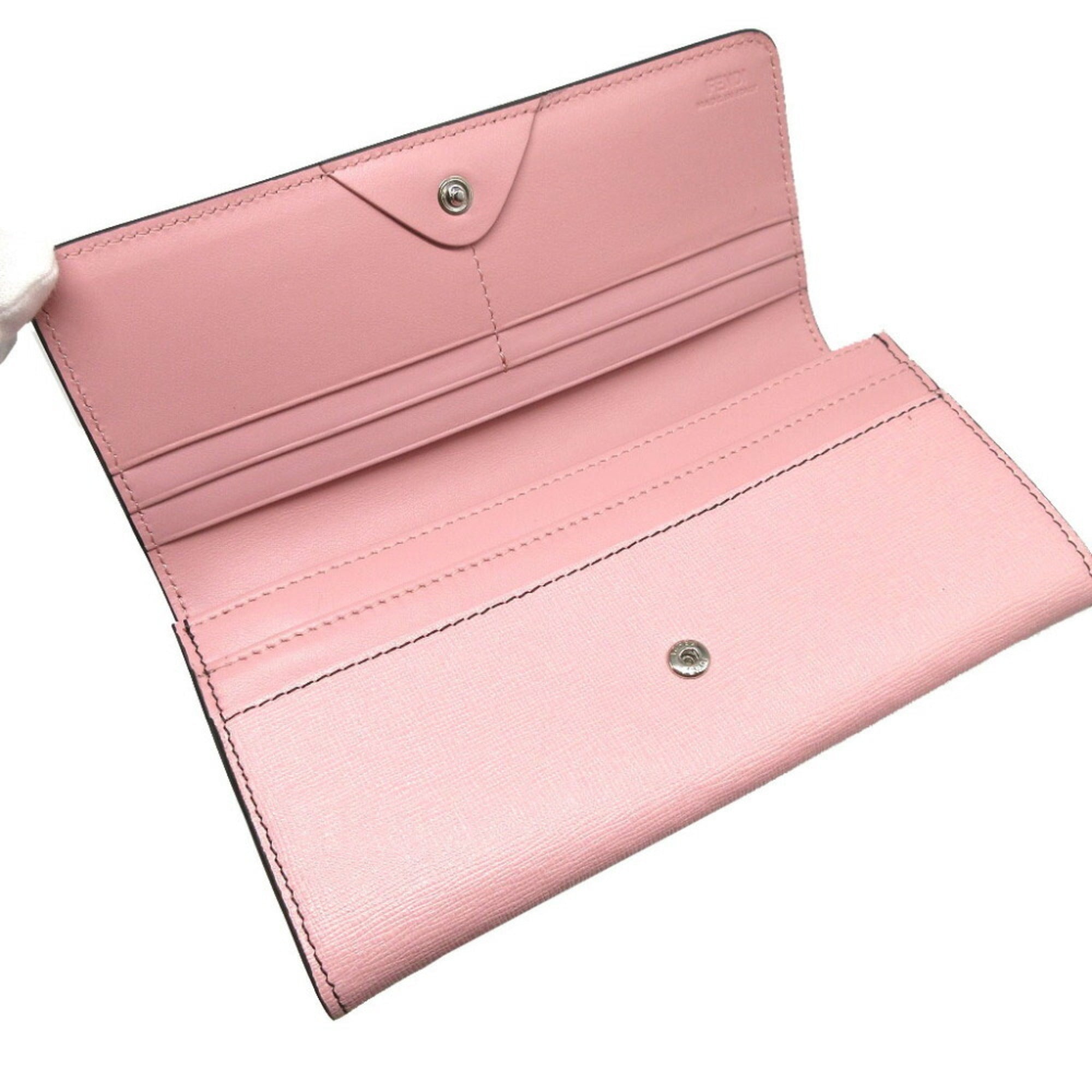 Fendi Pink Leather Long Wallet (Bi-Fold)