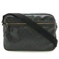 Gucci Gg Imprimé Black Coated Canvas Leather Handbag Shoulder Bag (Pre-Owned)