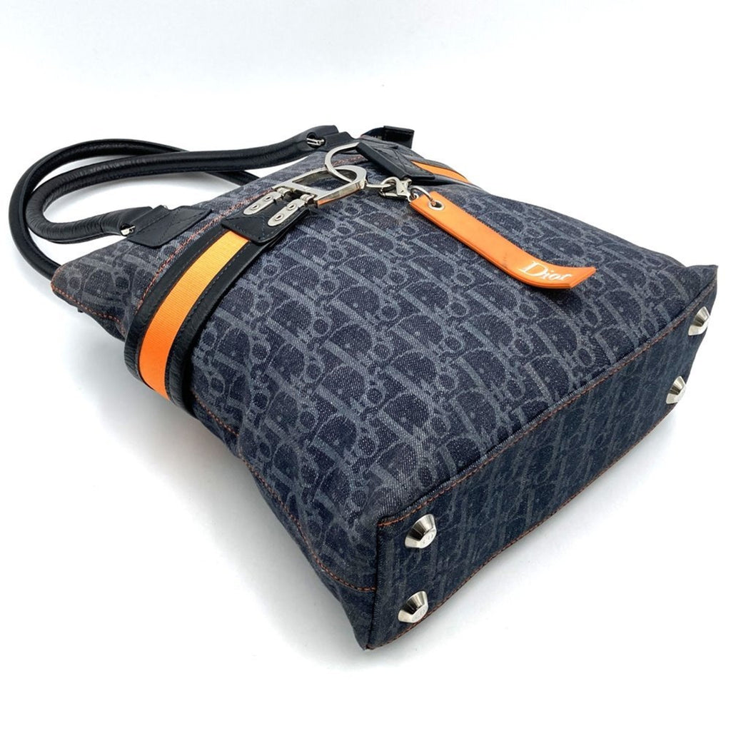 Christian Dior Navy Denim Leather Tote Bag (Pre-Owned)