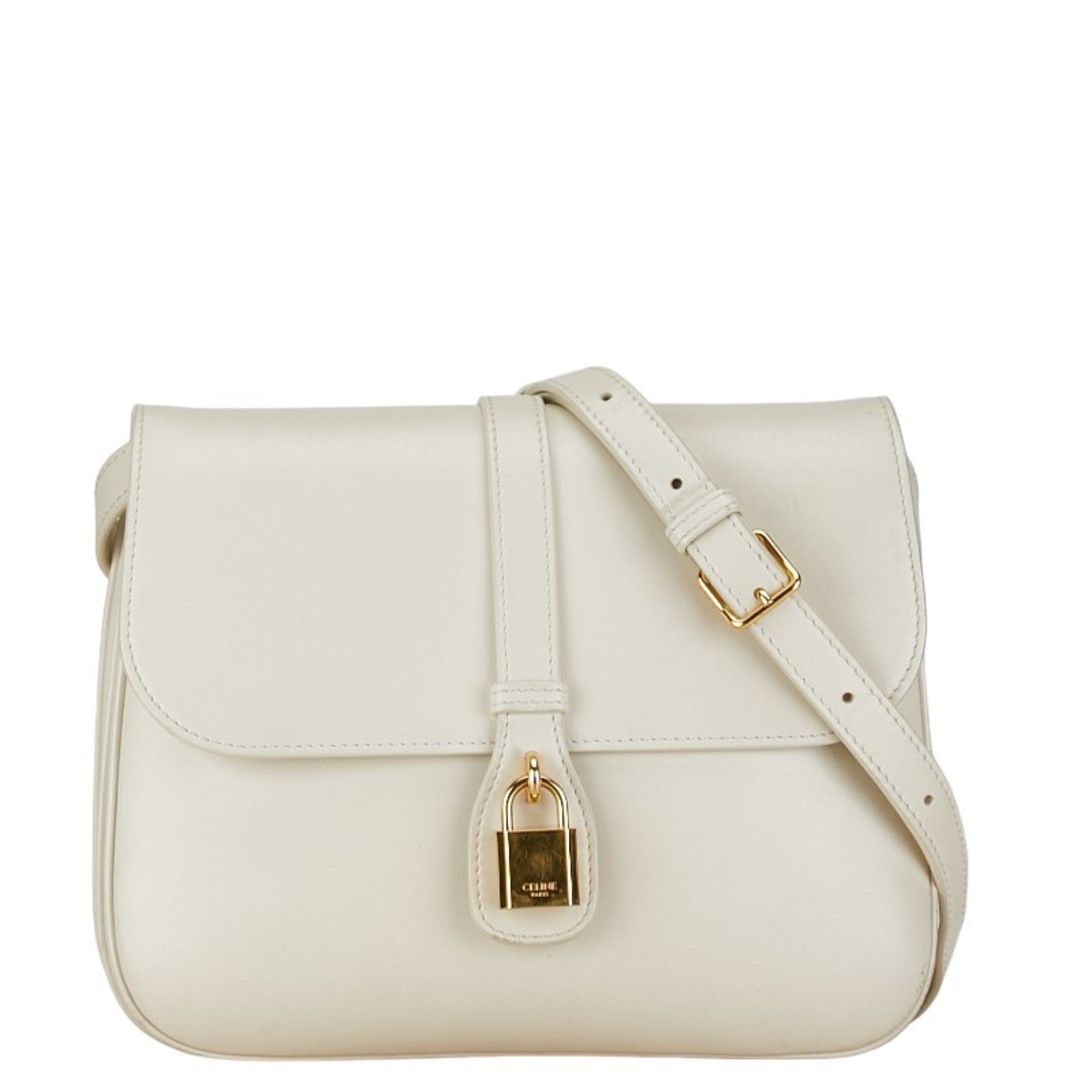 Celine White Leather Shoulder Bag