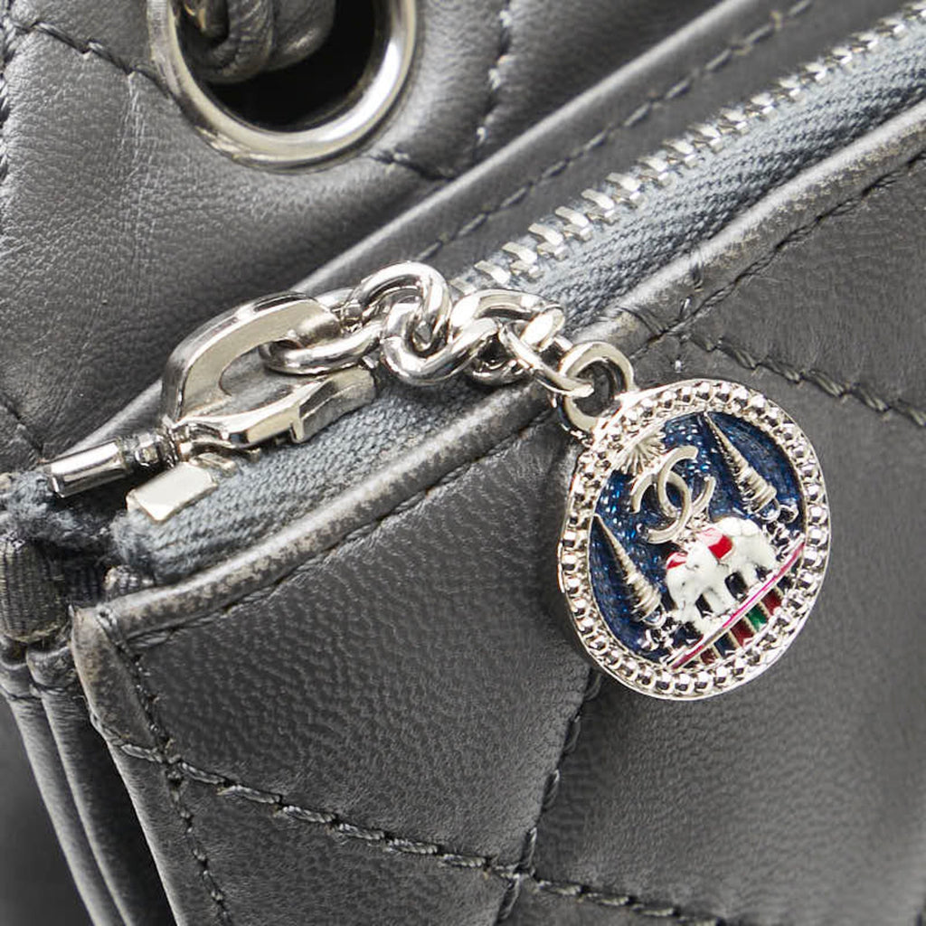 Chanel Gray Leather Shoulder Bag