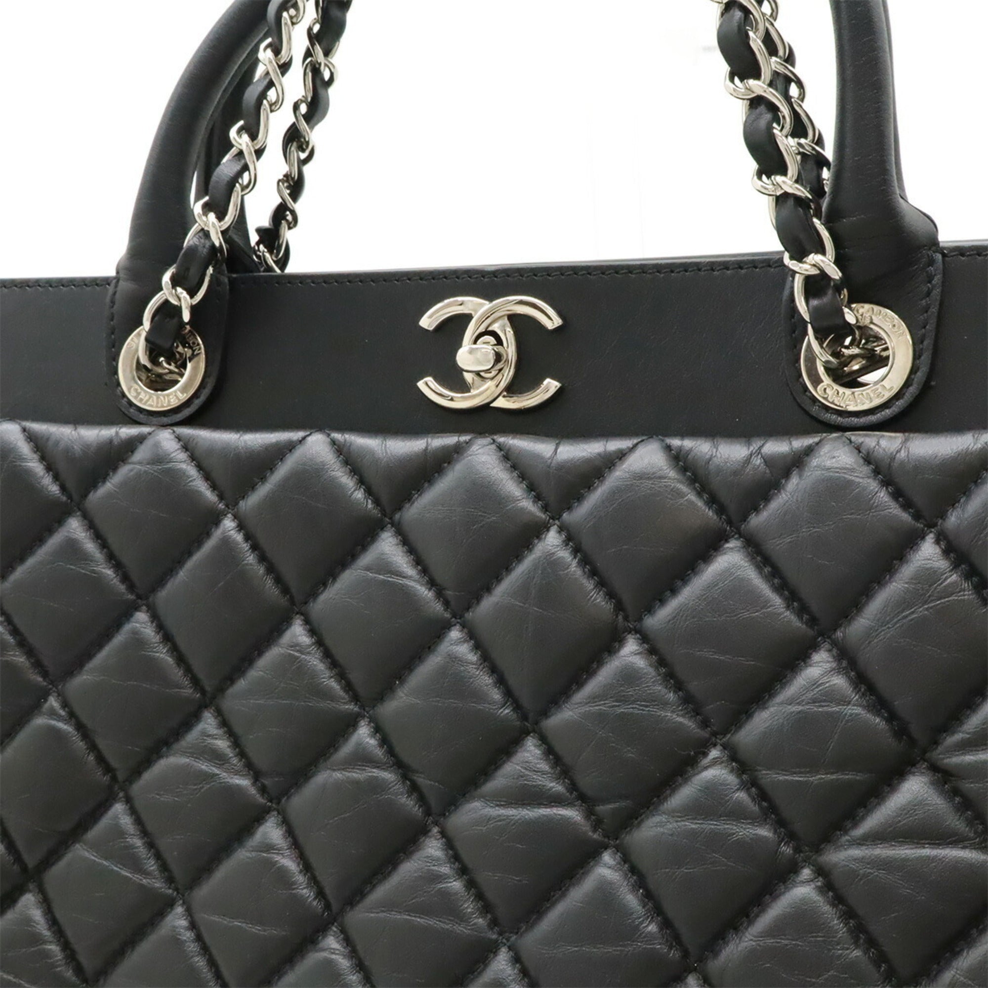 Chanel Matelasse Black Leather Shoulder Bag Tote Bag