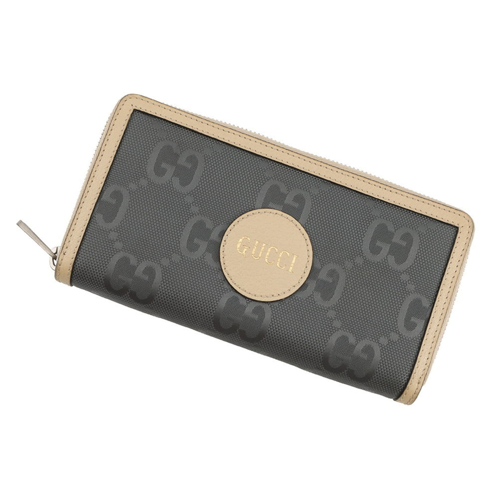 Gucci Beige Gray Nylon Leather Long Wallet (Bi-Fold) (Pre-Owned)