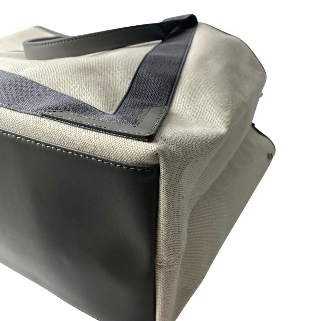Balenciaga Gray Ivory Canvas Leather Handbag Tote