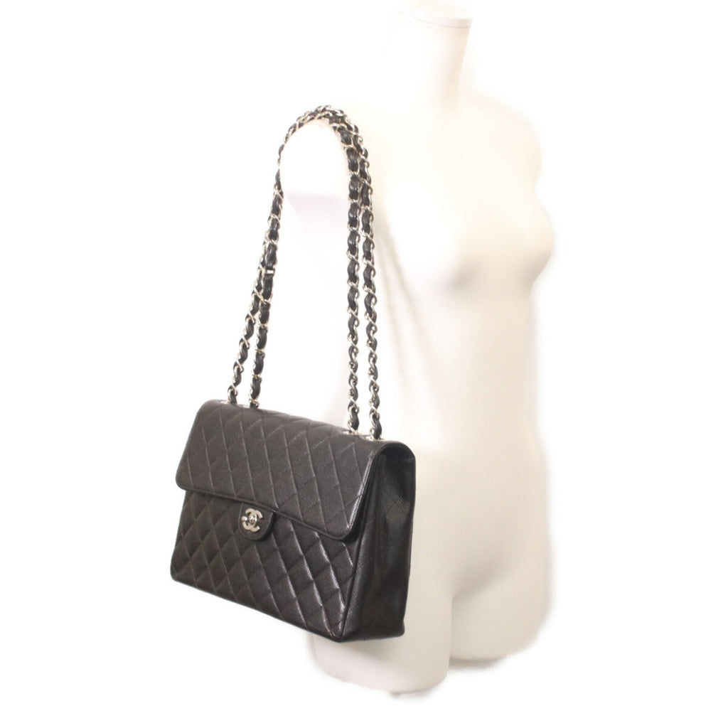 Chanel Black Grained Calfskin Shoulder Bag