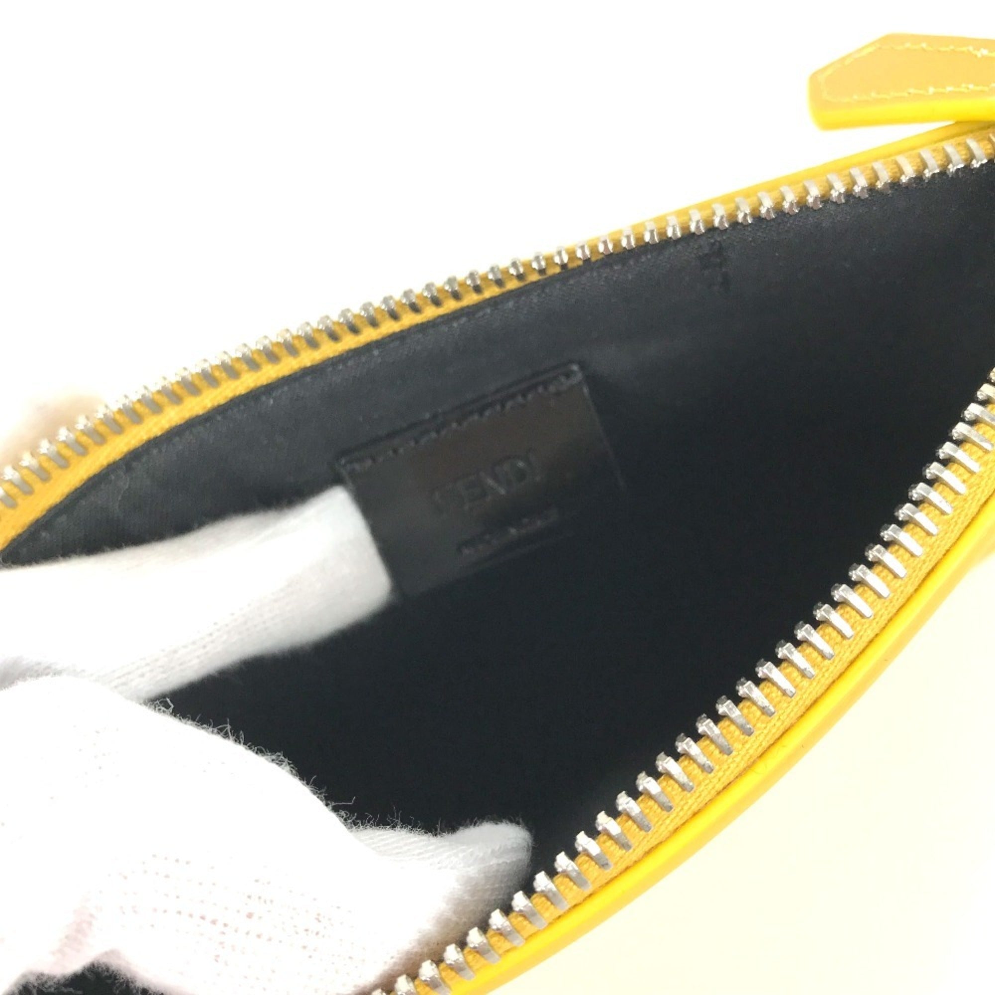 Fendi Yellow Leather Clutch Bag Pouch