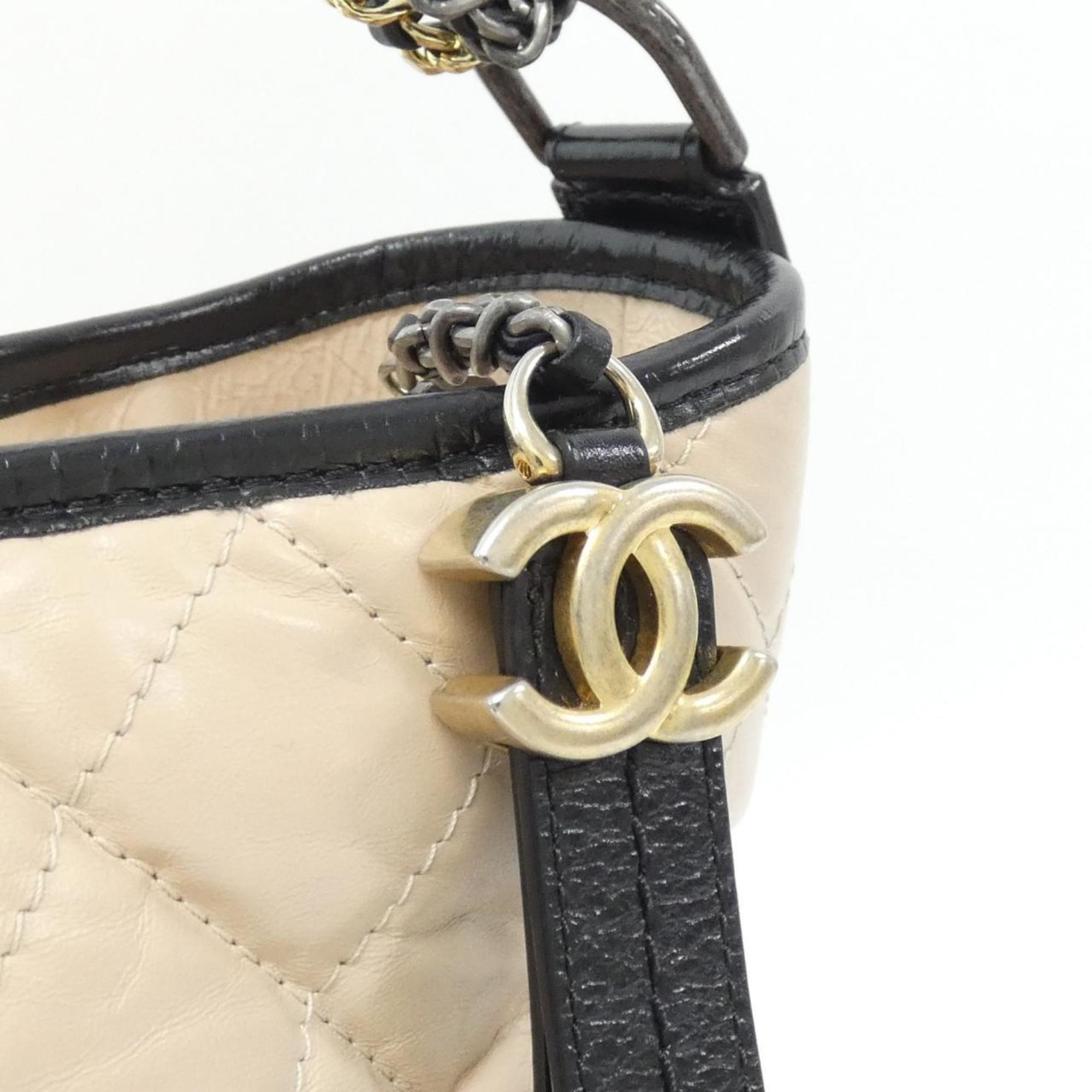 Chanel Gabriel Beige Black Leather Shoulder Bag