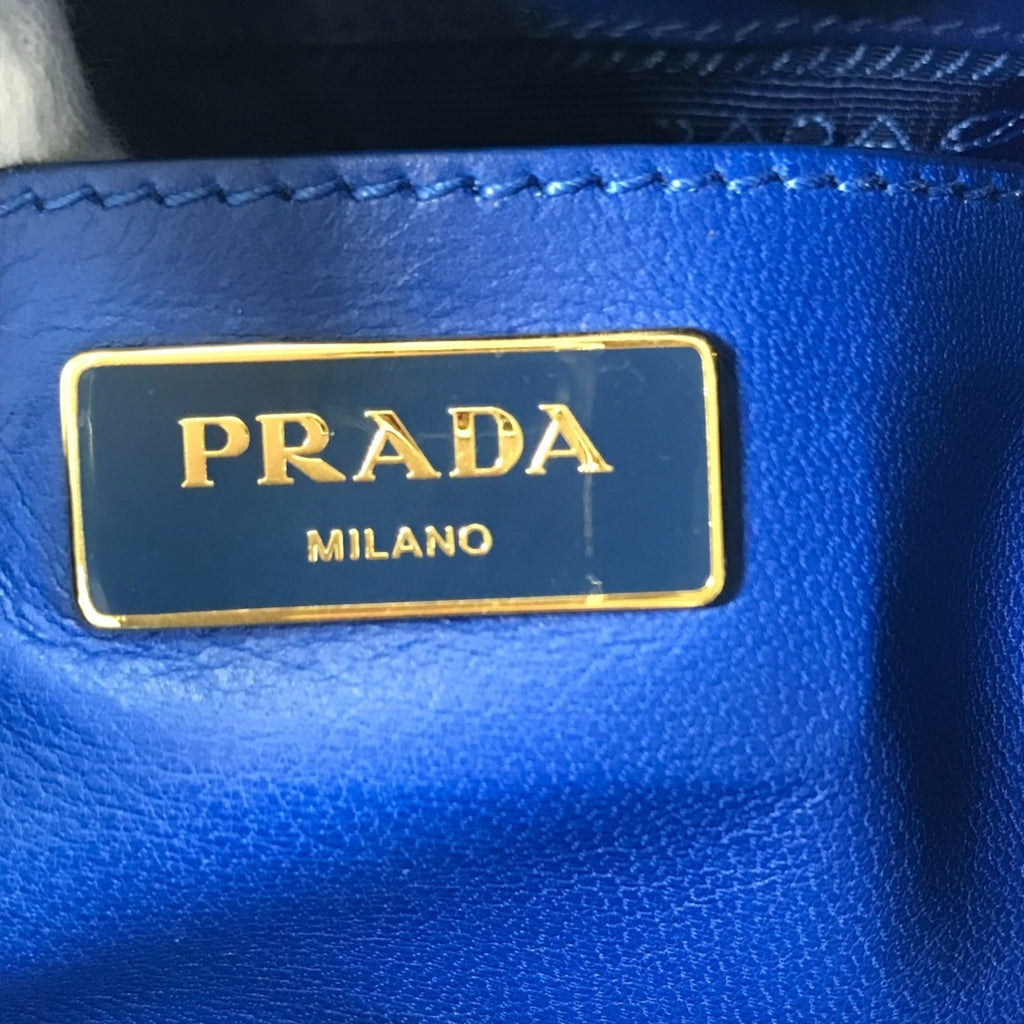Prada Blue Leather Handbag Shoulder Bag Tote Bag