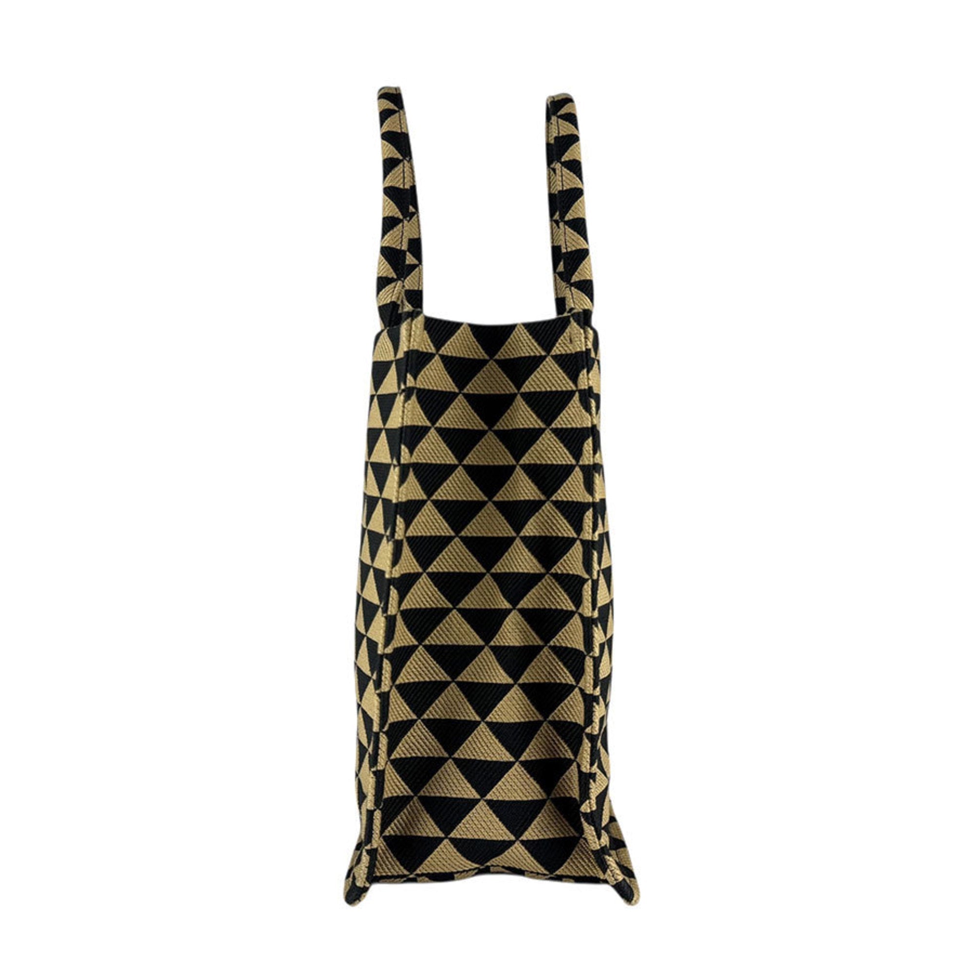 Prada Beige Black Canvas Handbag Tote Bag