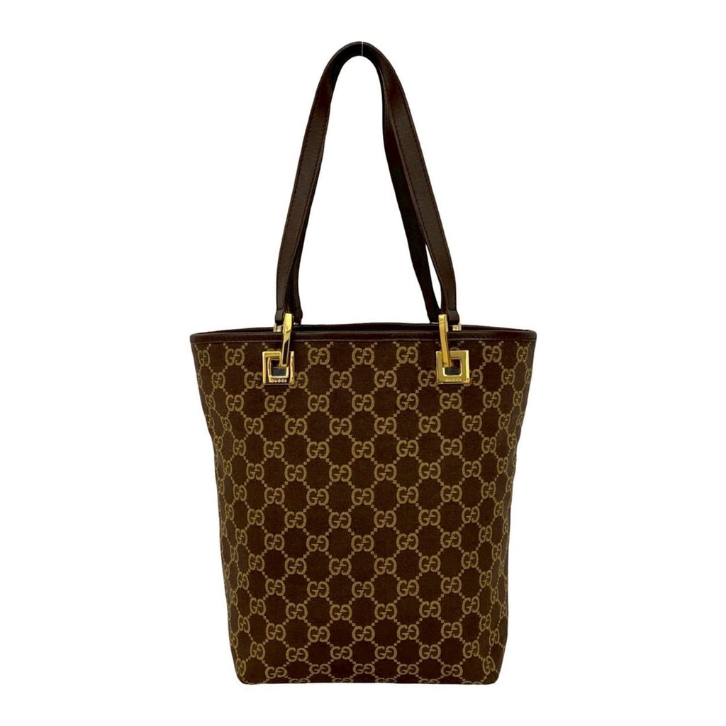 Gucci Brown Canvas Leather Handbag Shoulder Bag Tote Bag (Pre-Owned)