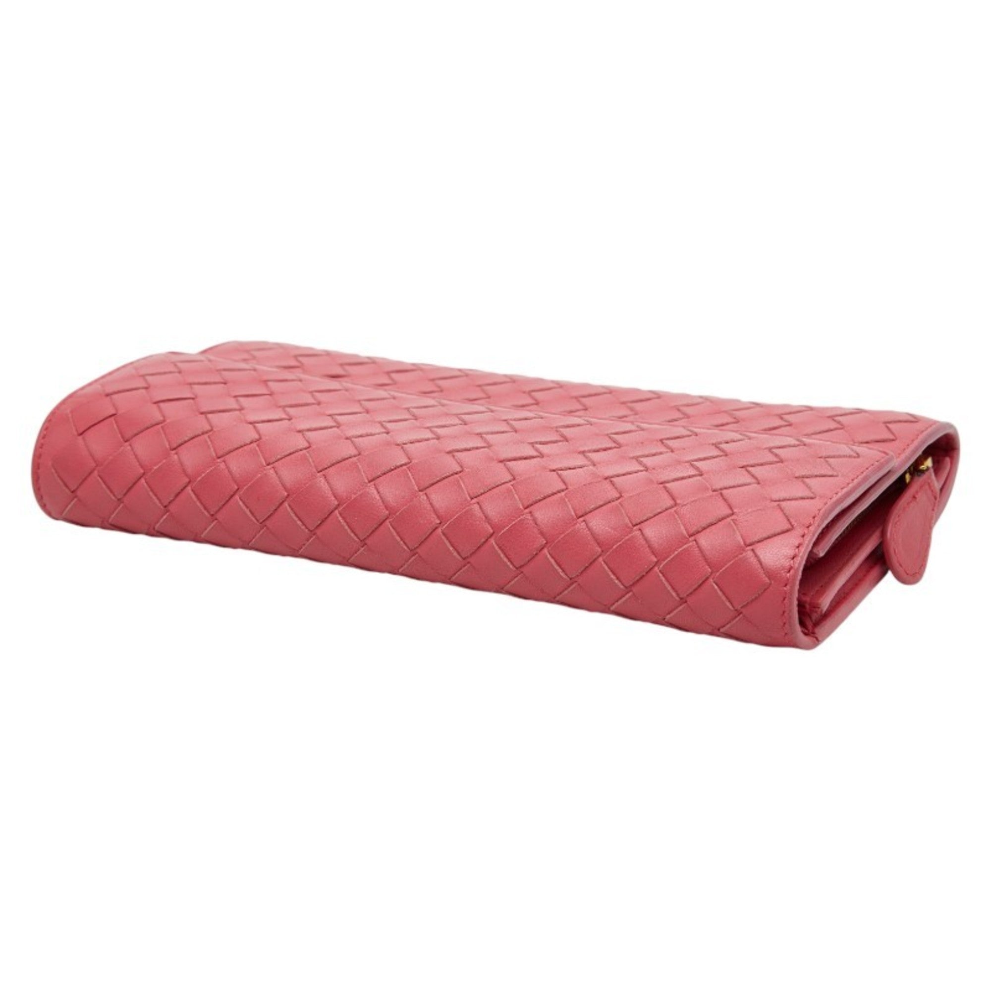 Bottega Veneta Pink Leather Long Wallet (Tri-Fold)