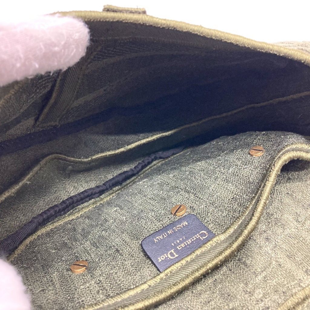Christian Dior Khaki Canvas Handbag Saddle Bag (Pre-Owned)