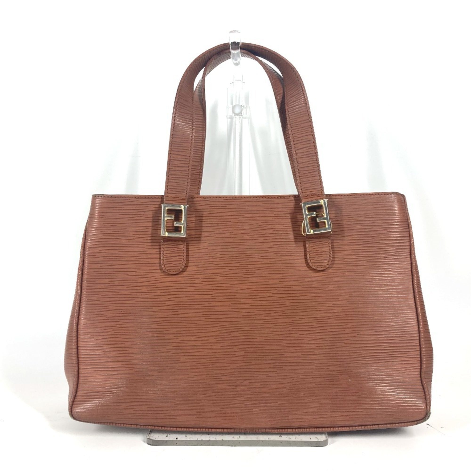 Fendi Brown Leather Handbag Shoulder Bag Tote Bag