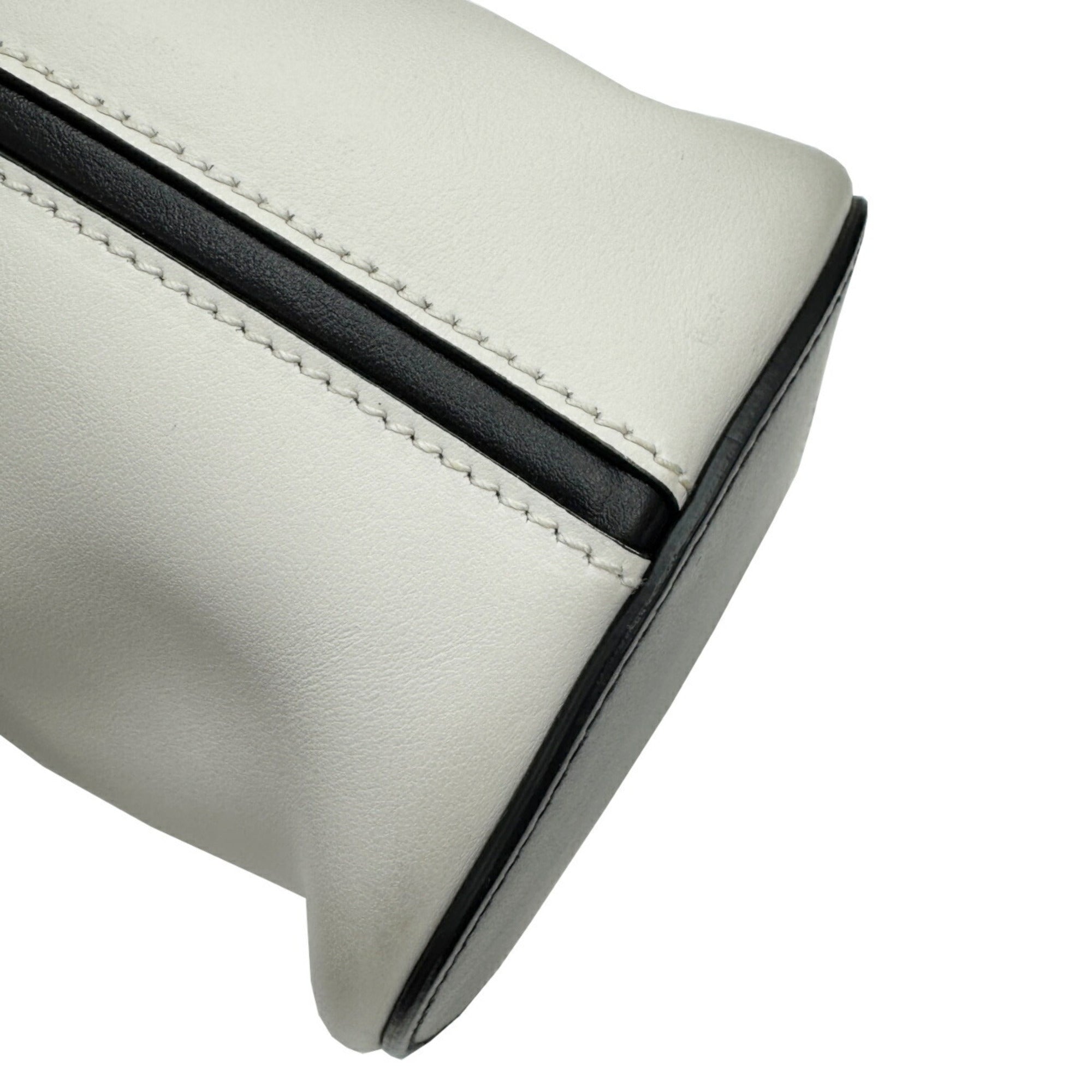 Prada Black White Leather Handbag Shoulder Bag