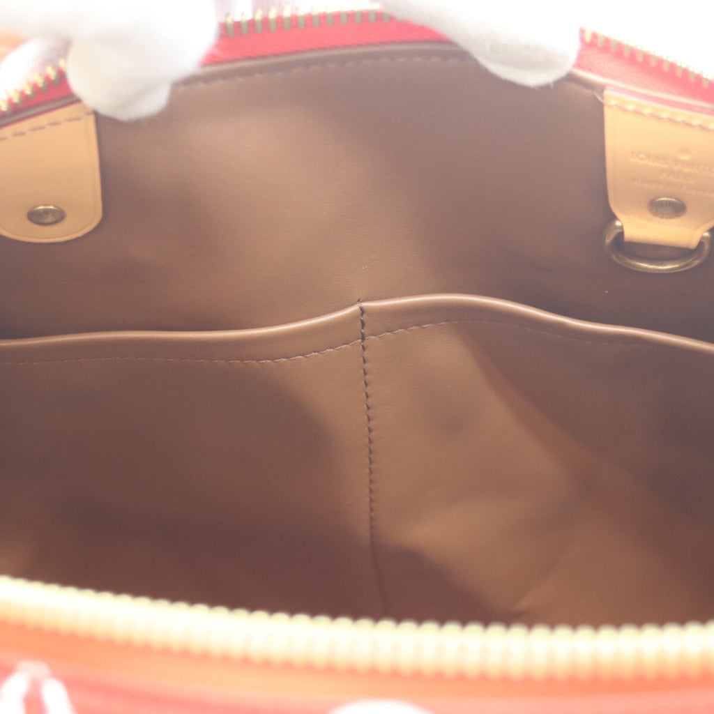Louis Vuitton Red Color Rouge Leather Boston Bag
