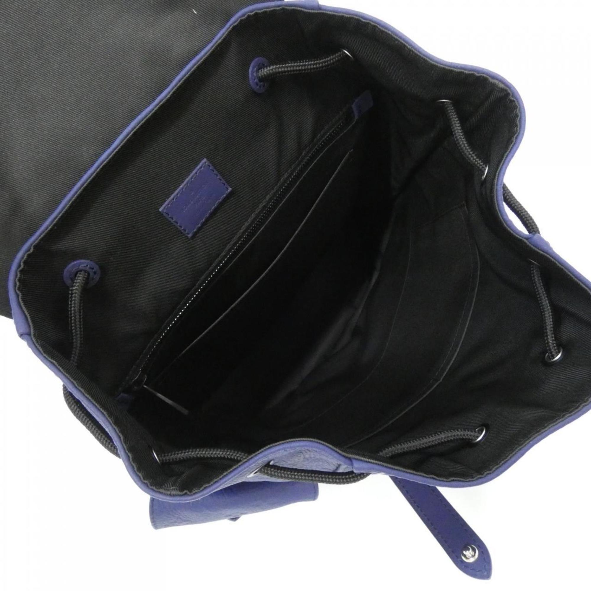 Louis Vuitton Black Blue Leather Backpack