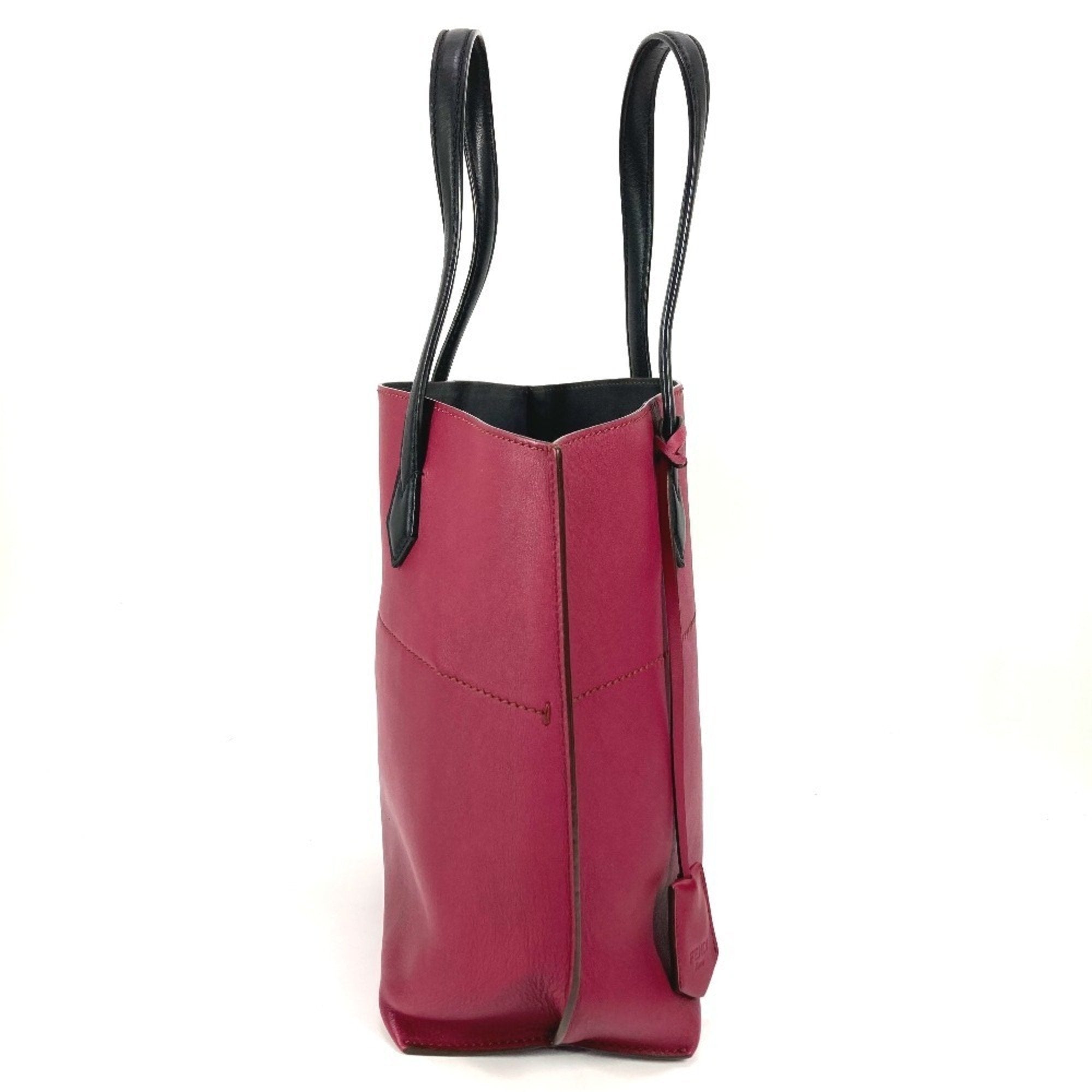 Fendi Black Purple Leather Shoulder Bag Tote Bag
