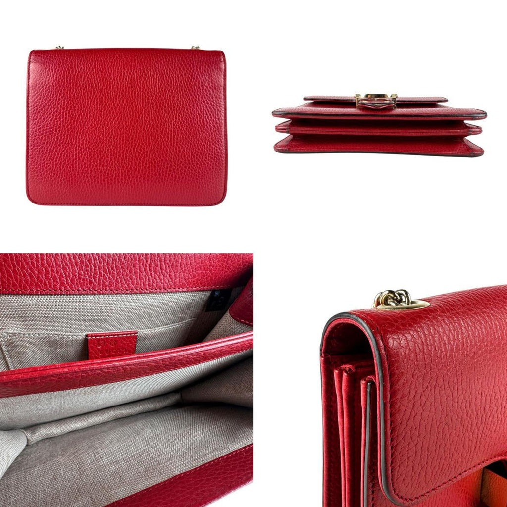 Gucci Red Color Leather Shoulder Bag (Pre-Owned)
