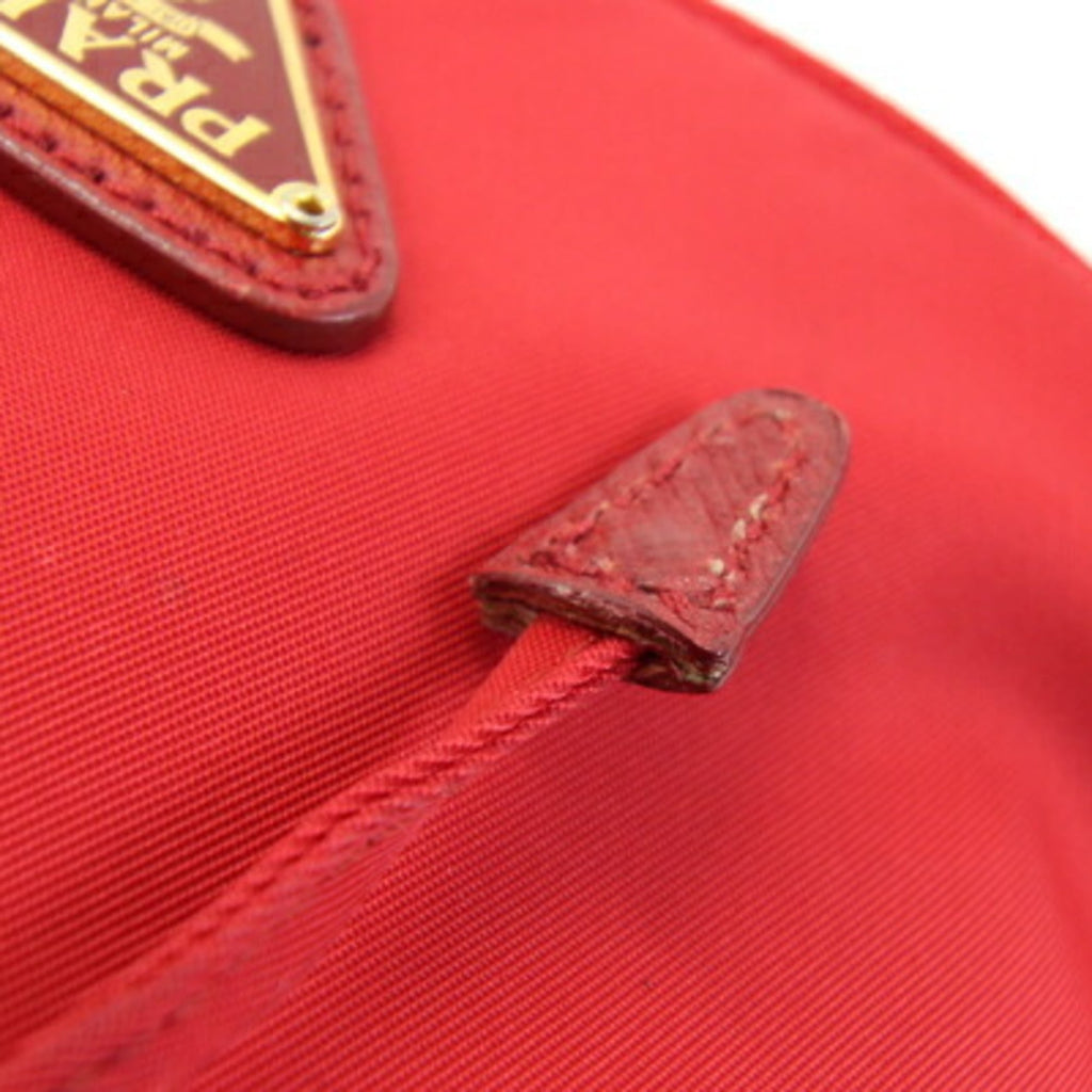 Prada Red Color Nylon Leather Handbag Pouch