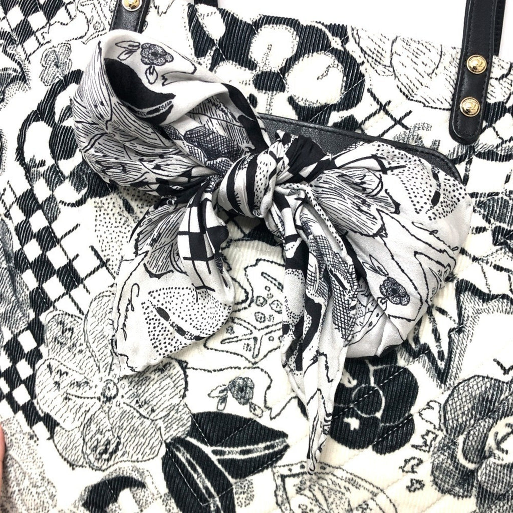 Chanel Black White Canvas Handbag Tote Bag