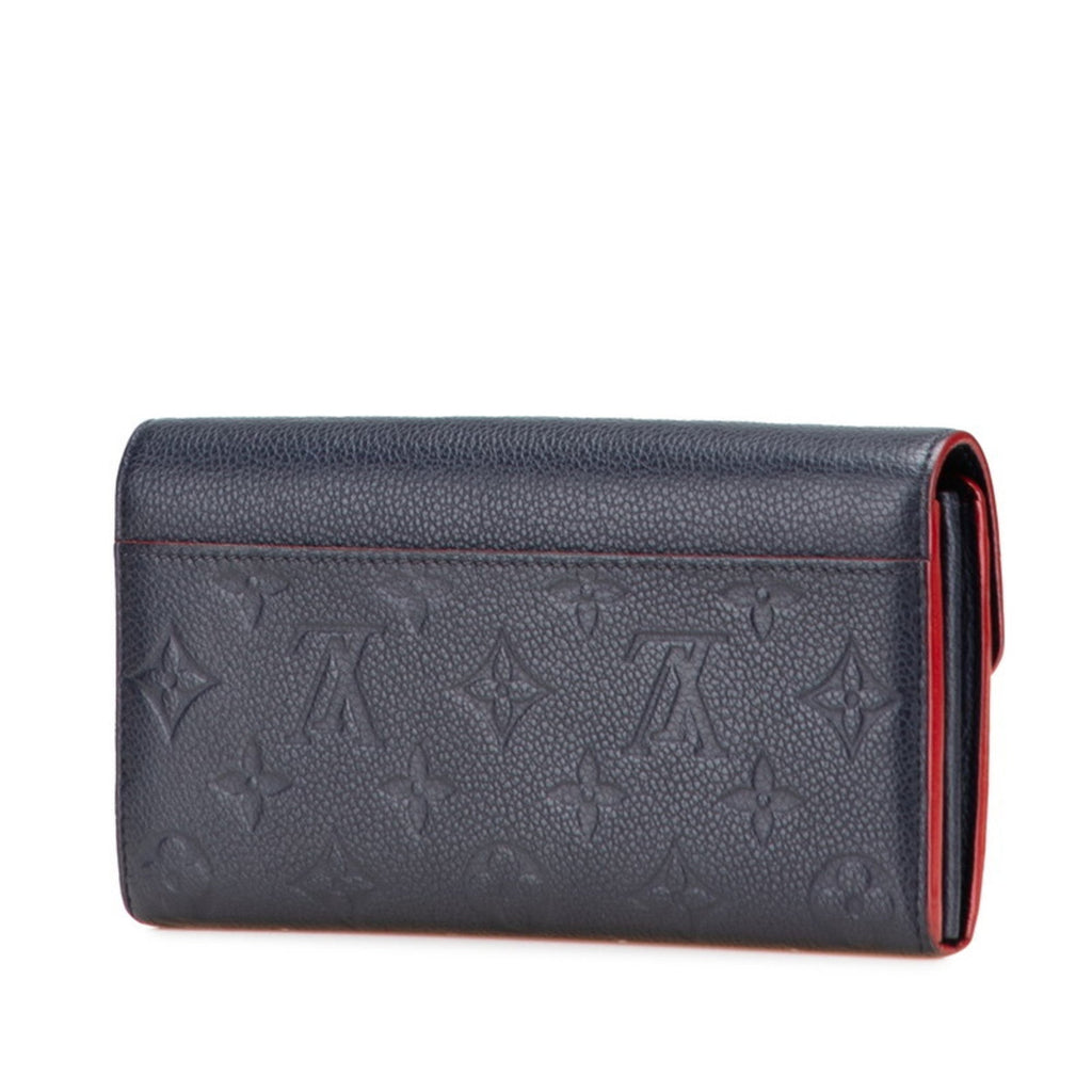 Louis Vuitton Monogram Empreinte Marine Rouge Navy Leather Long Wallet