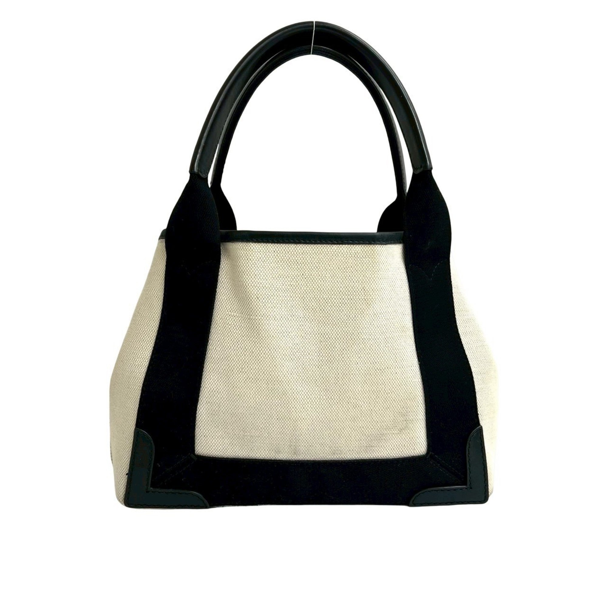 Balenciaga Black Ivory Canvas Leather Handbag Pouch Shoulder