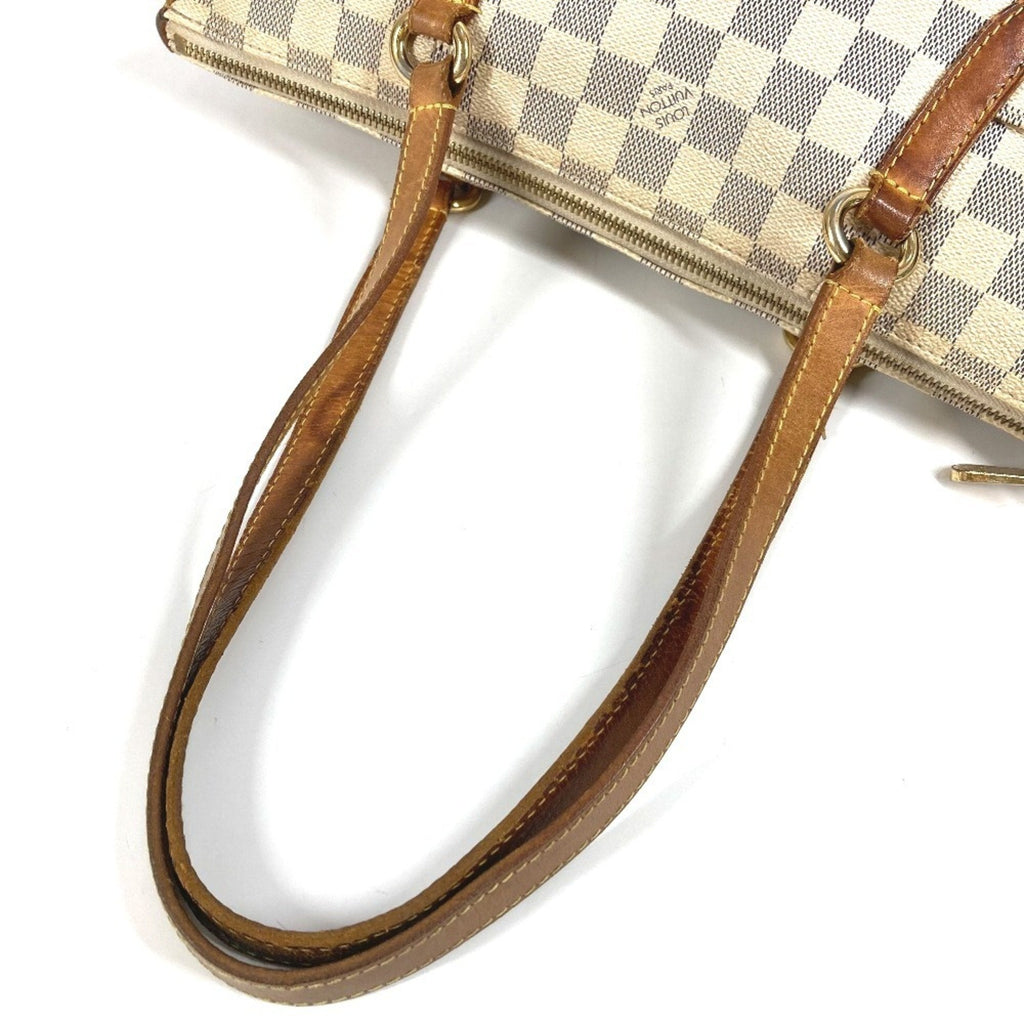 Louis Vuitton Galle White Yellow Damier Azur Shoulder Bag Tote Bag