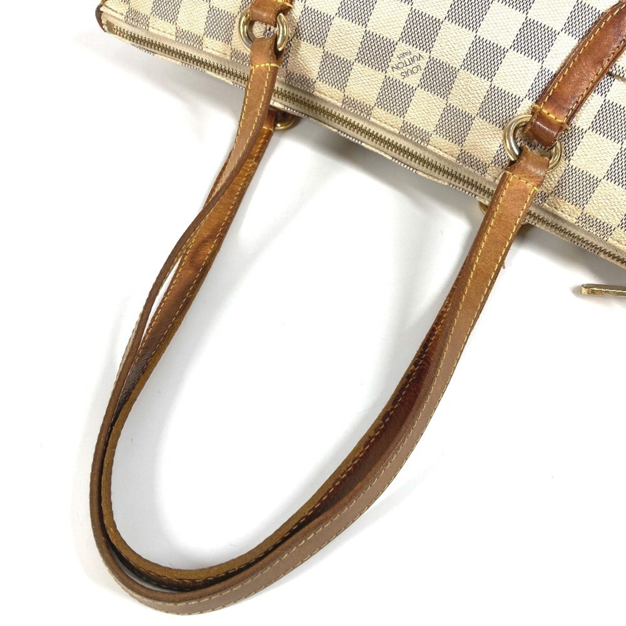 Louis Vuitton Galle White Yellow Damier Azur Shoulder Bag Tote Bag
