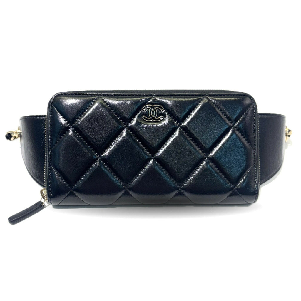 Chanel Black Leather Long Wallet (Bi-Fold)