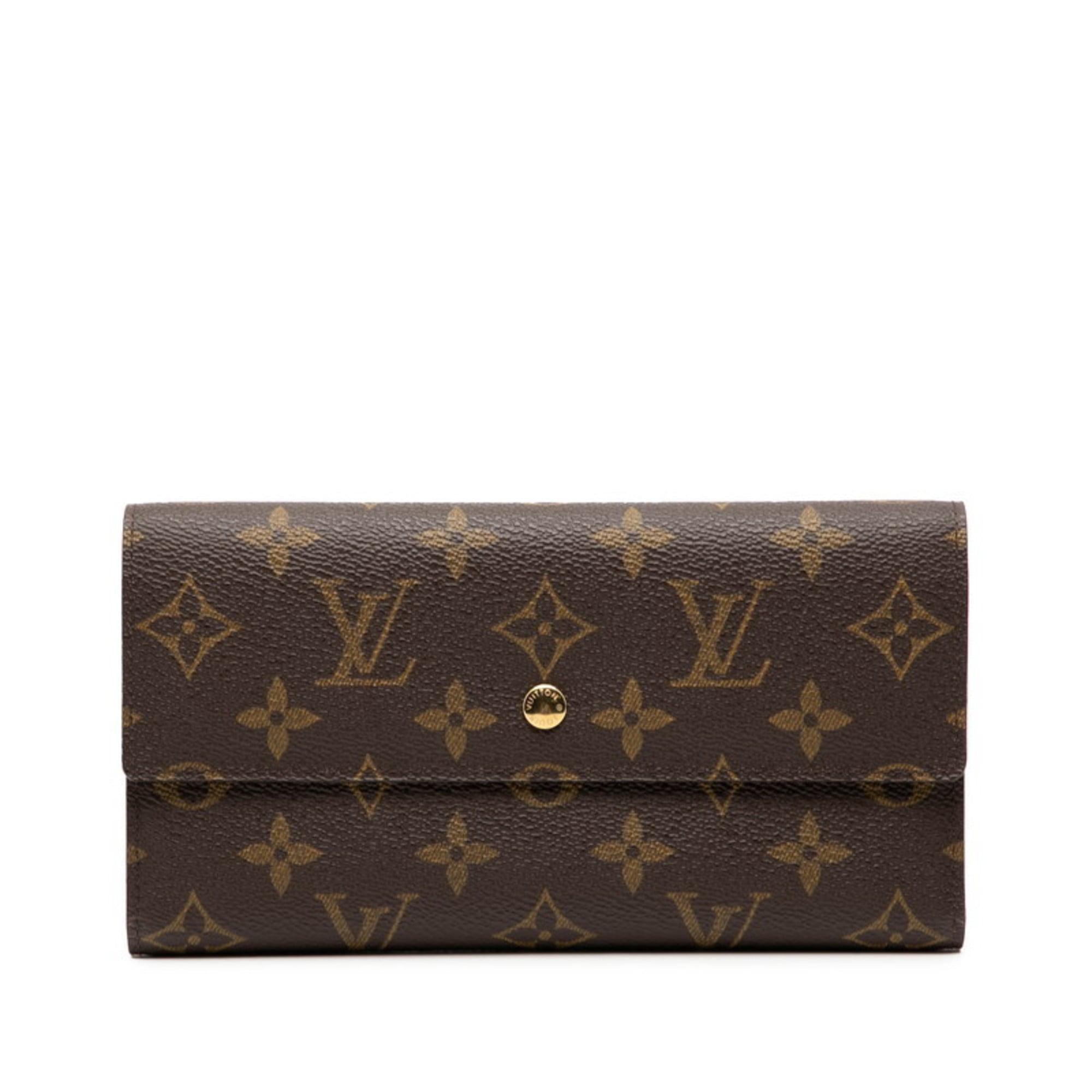 Louis Vuitton Brown Pvc Leather Long Wallet (Tri-Fold)