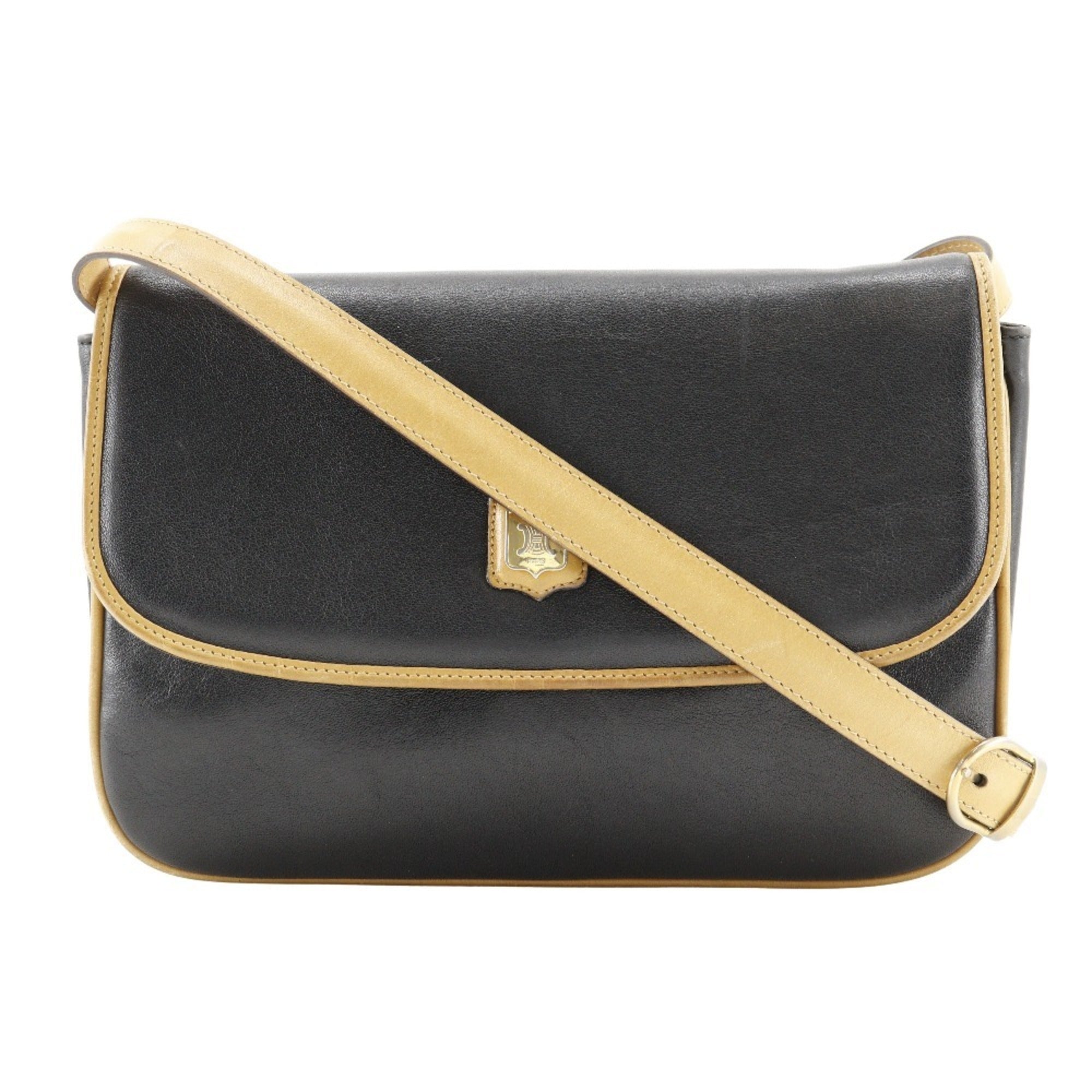 Celine Black Leather Shoulder Bag