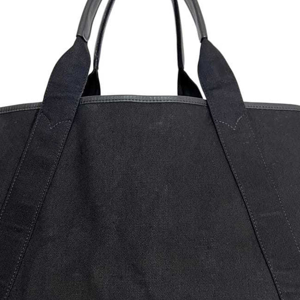 Balenciaga Black Cotton Canvas Leather Tote