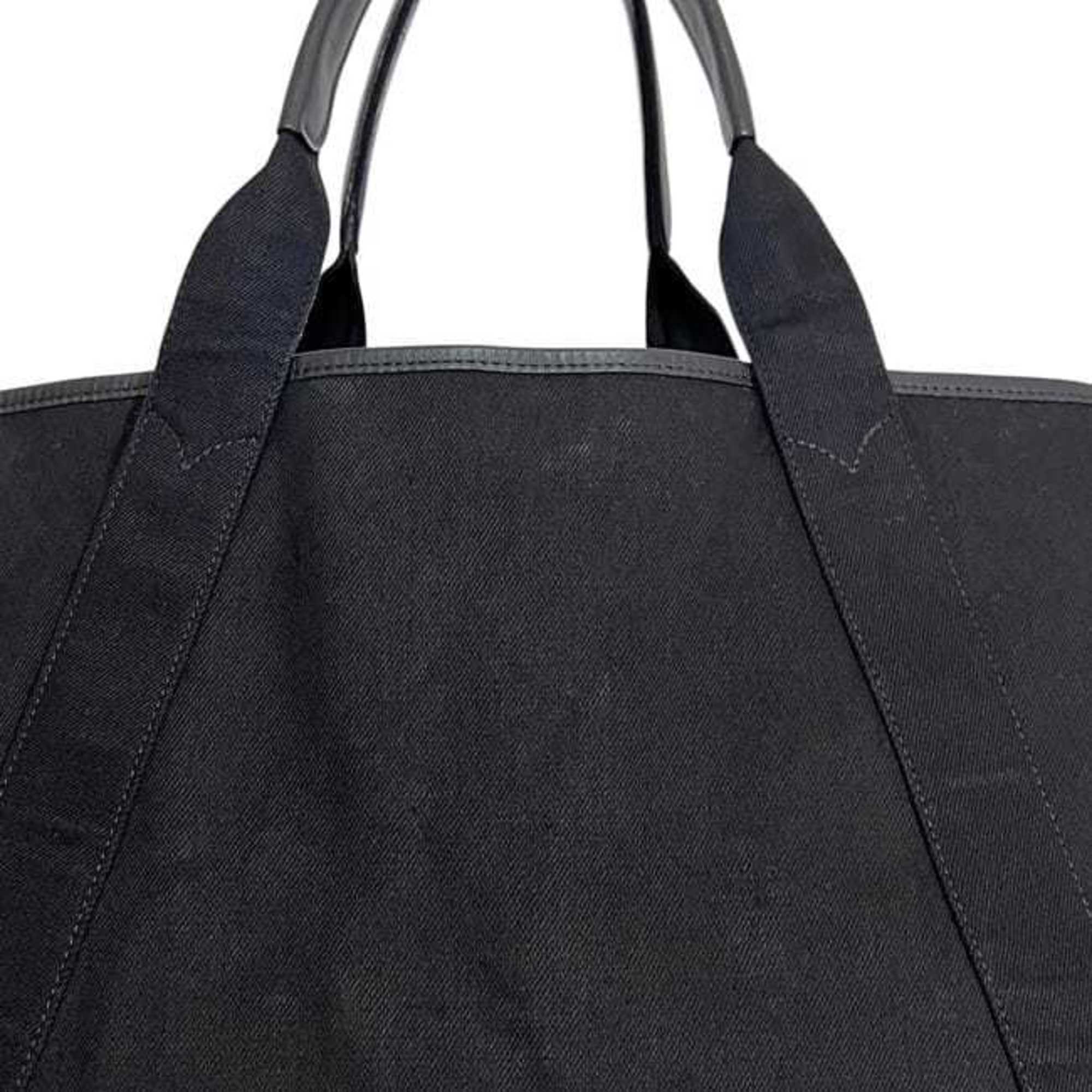 Balenciaga Black Cotton Canvas Leather Tote
