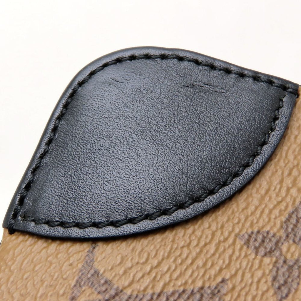 Louis Vuitton Black Brown Canvas Leather Handbag