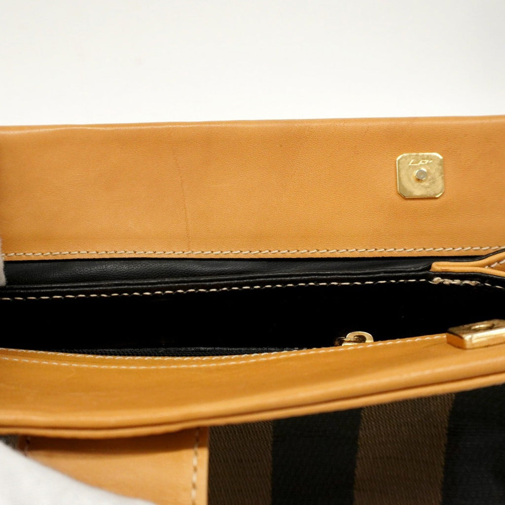 Fendi Beige Black Pvc Clutch Bag